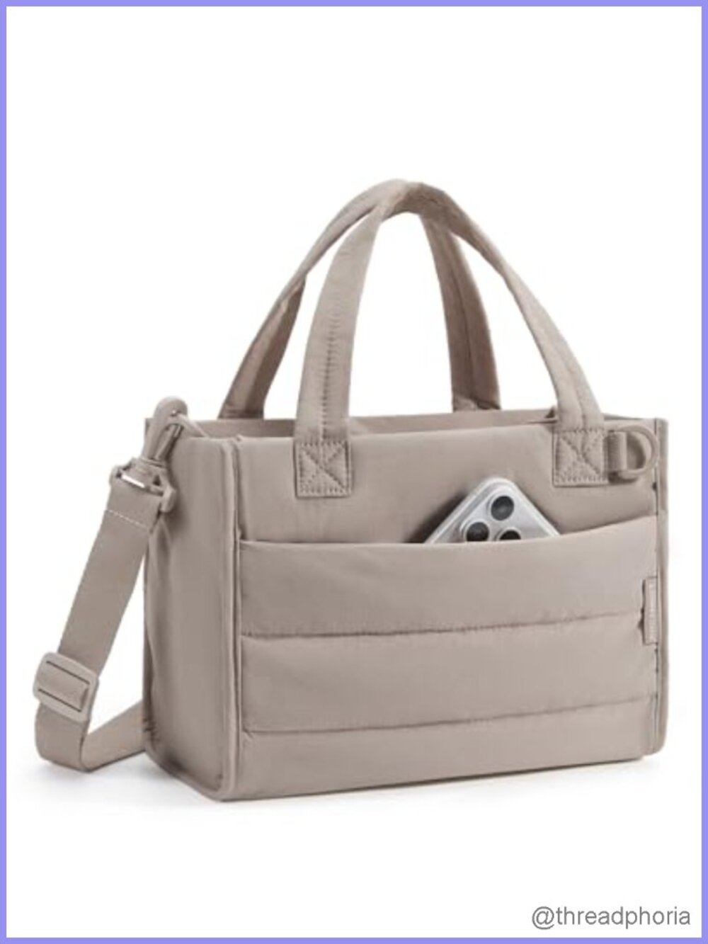 Quilted Puffer Mini Tote Crossbody Bag with Detachable Strap for Women